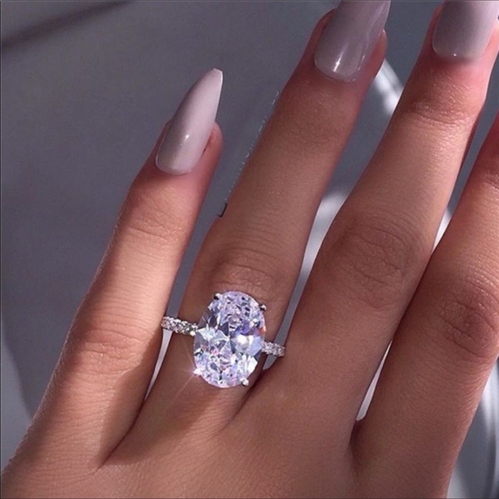Glamorous Silver and White Crystal Ring